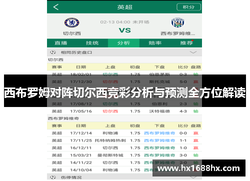 西布罗姆对阵切尔西竞彩分析与预测全方位解读